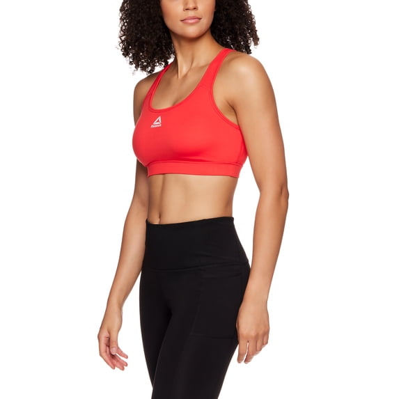Reebok Women's and Women's Plus Medium Impact Stronger Sports Bra with Mesh Panel and Removable Cups, Sizes XS-4X