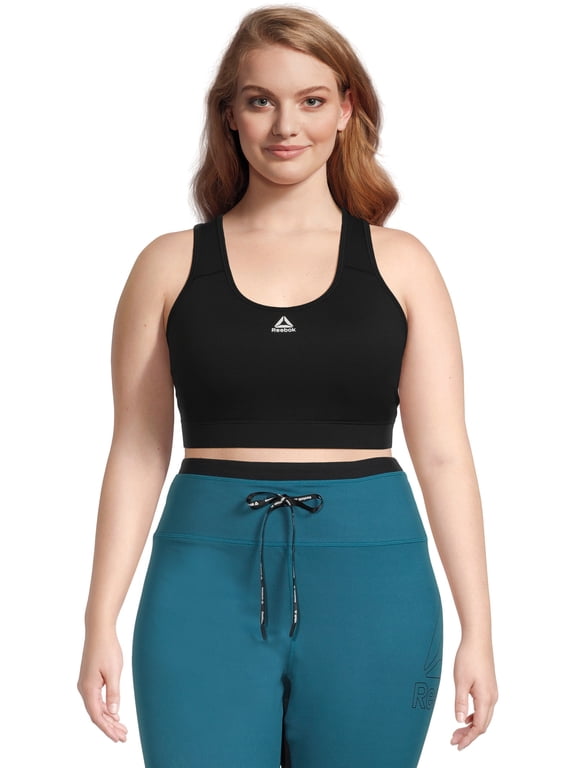 Women's and Women's Plus Medium Impact Stronger Sports Bra with Mesh Panel and Removable Cups, Sizes XS-4X