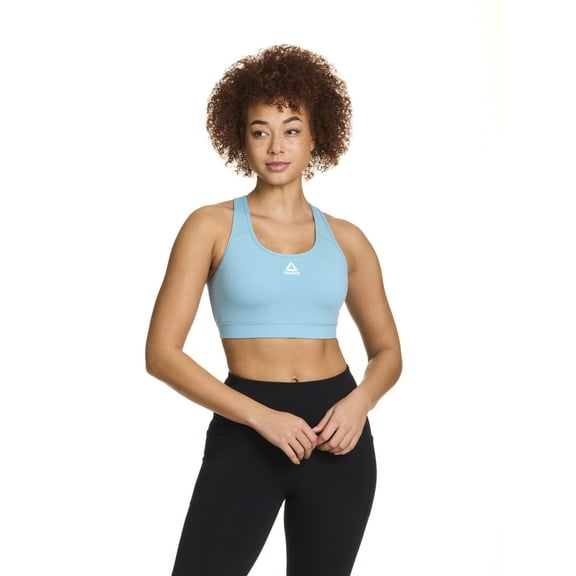 Reebok Women's and Women's Plus Medium Impact Stronger Sports Bra with Mesh Panel and Removable Cups, Sizes XS-4X