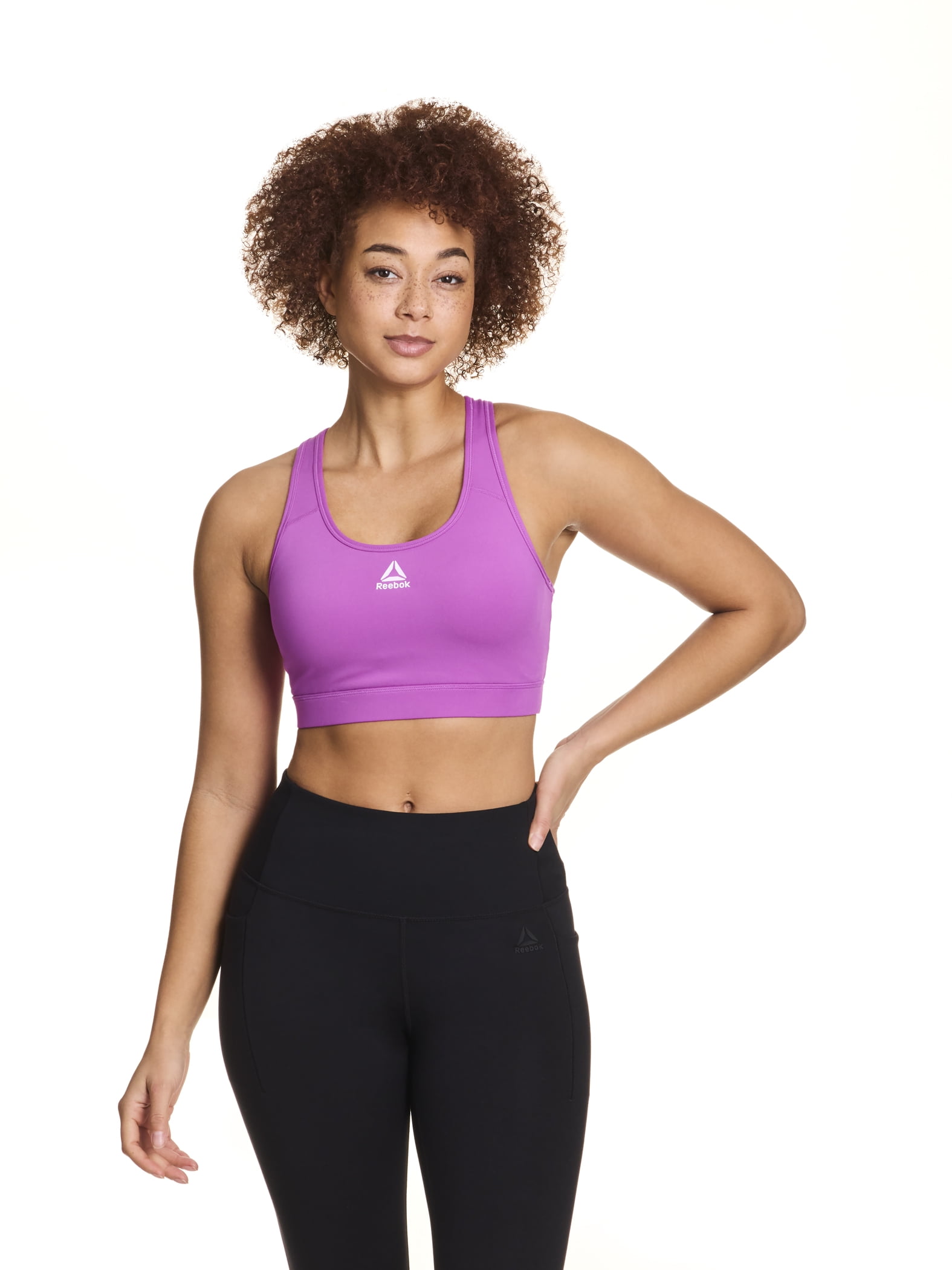 Reebok Women's and Women's Plus Medium Impact Stronger Sports Bra with Mesh Panel and Removable Cups, Sizes XS-4X
