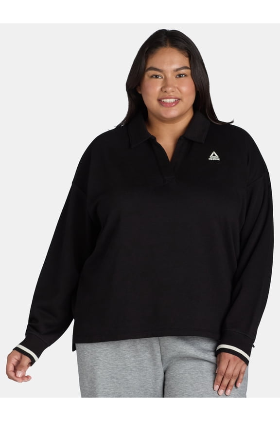 Women's and Women's Plus Varsity Polo Sweatshirt, Sizes XS-4X