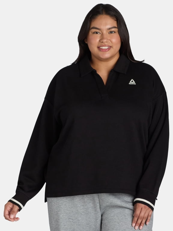 Women's and Women's Plus Varsity Polo Sweatshirt, Sizes XS-4X