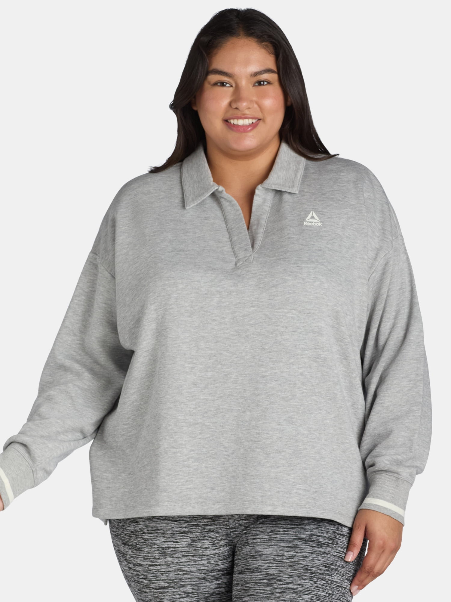 Reebok Women's and Women's Plus Varsity Polo Sweatshirt, Sizes XS-4X ...