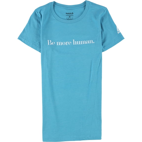 Reebok Womens Be More Human. Graphic T-Shirt, Blue, Large