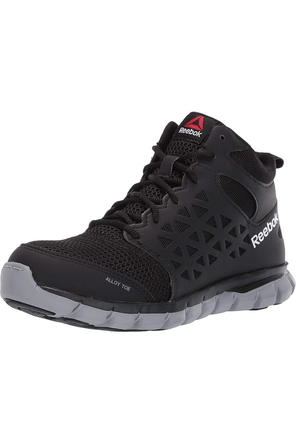 Reebok Womens Black Mesh Work Boots Athletic Mid Cut AT 7.5 M