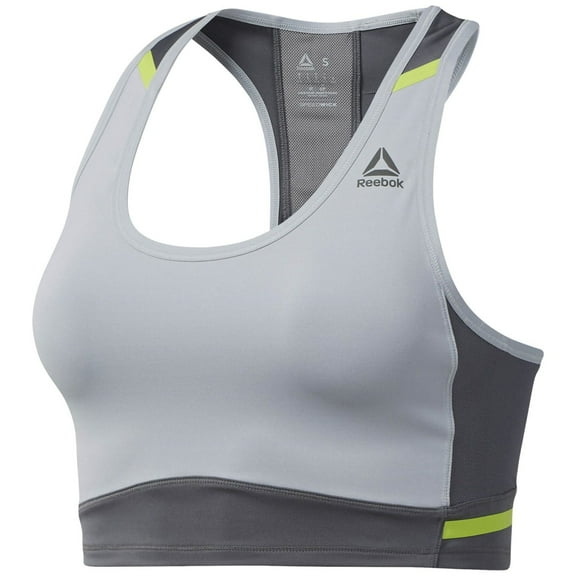 Reebok Womens Bolton Fitness Workout Sports Bra Gray S