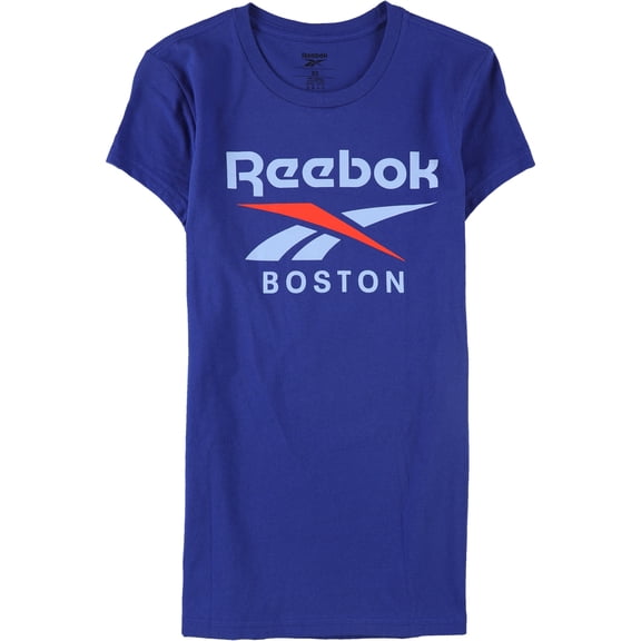 Reebok Womens Boston Graphic T-Shirt, Blue, X-Small