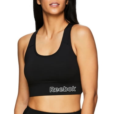 Reebok Womens Essential Sports Bra with Back Pocket and Removable Cups, Sizes XS-XXXL