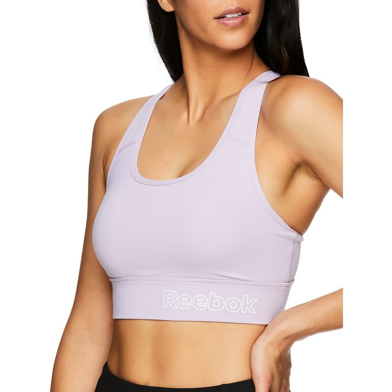 Reebok Womens Essential Sports Bra with Back Pocket and Removable