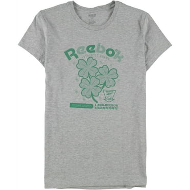 Reebok Womens Feeling Lucky? Graphic T-Shirt, Grey, Small