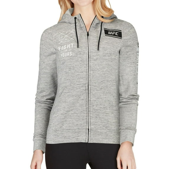 Reebok Womens Fight For Yours Hoodie Sweatshirt, Grey, Small