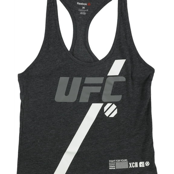 Reebok Womens Fight For Yours Racerback Tank Top, Grey, Medium