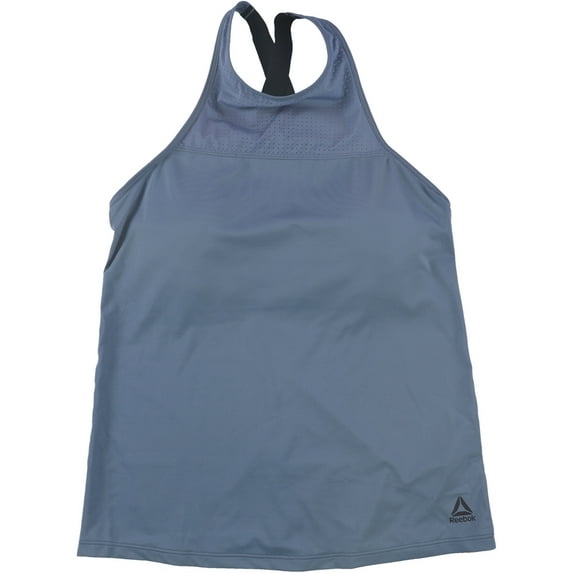 Reebok Womens Fitted Long Workout Tank Top, Blue, Large