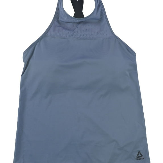 Reebok Womens Fitted Long Workout Tank Top, Blue, X-Small