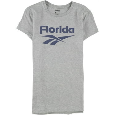 Reebok Womens Florida Linear Logo Graphic T-Shirt, Grey, Medium