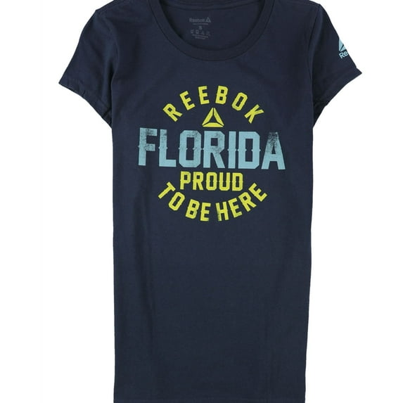 Reebok Womens Florida Proud To Be Here Graphic T-Shirt, Blue, Small