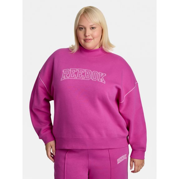 Reebok Womens Game Day Mock Neck Fleece Top,Sizes XS-4X