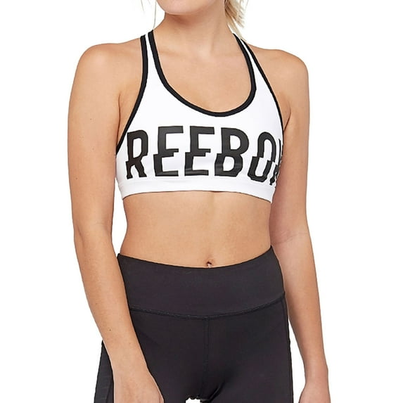 Reebok Womens Hero Racerback Sports Bra, White, X-Small