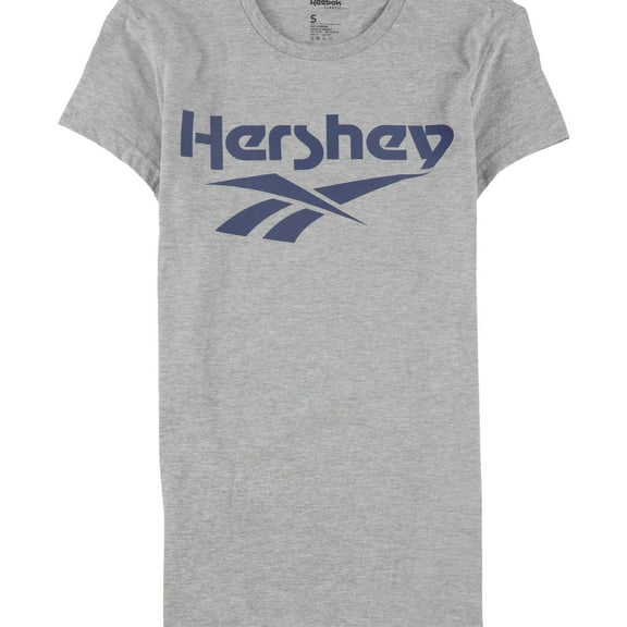 Reebok Womens Hershey Logo Graphic T-Shirt, Grey, Small