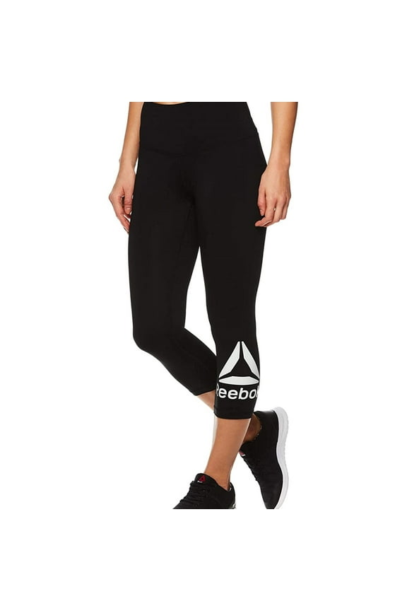 Womens High Rise Logo Athletic Leggings Black XS