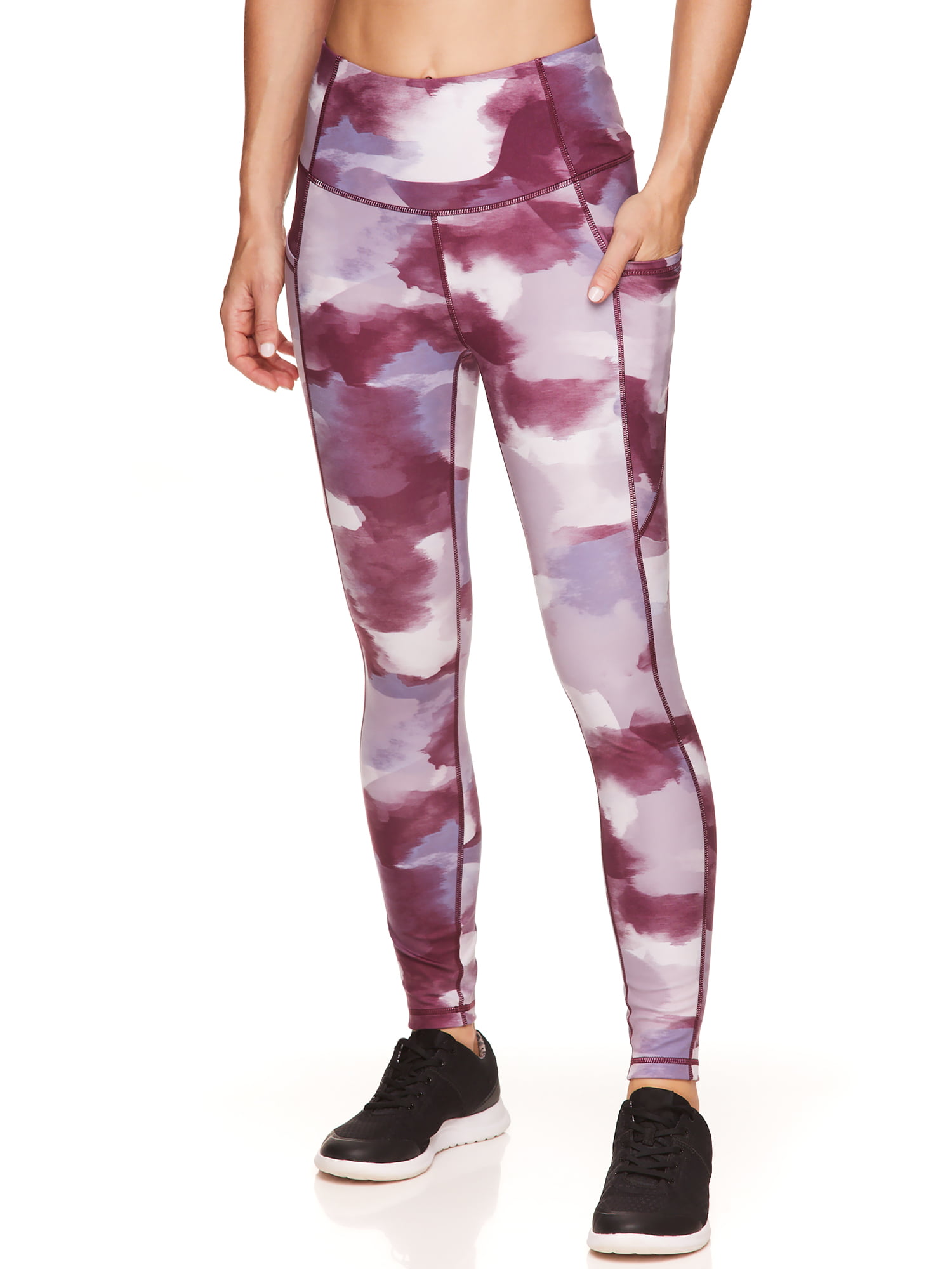 Reebok Womens High-Waisted Active Leggings with Pockets, Blended Camo  Graphic 
