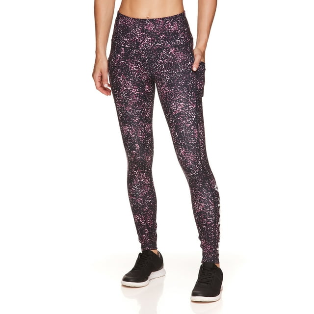 Reebok Womens High-Waisted Active Leggings with Pockets, Dotty Animal Graphic