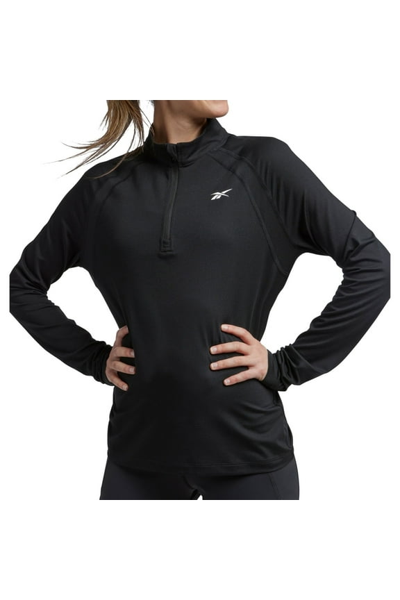 Womens Identity Performance 1/4 Zip Basic T-Shirt, Black, Small
