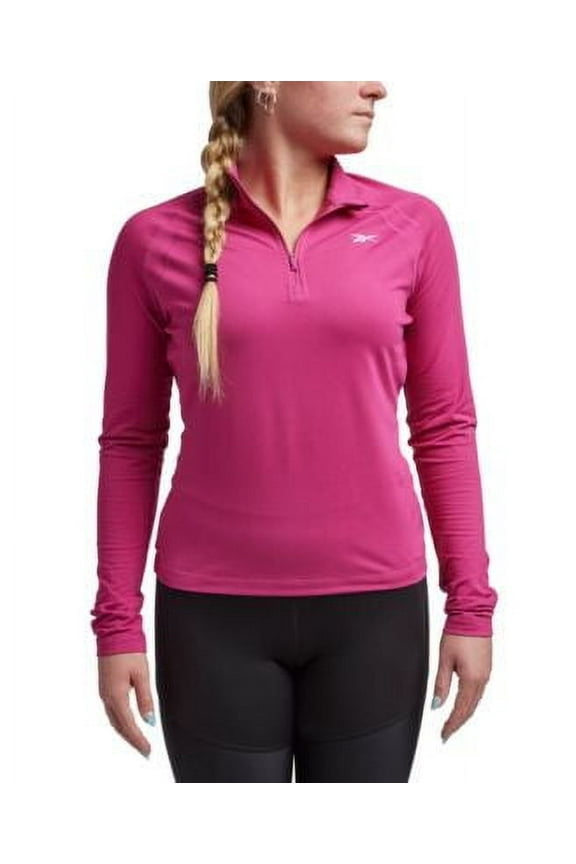 Reebok Womens Identity Performance 1/4 Zip Basic T-Shirt, Black, Medium