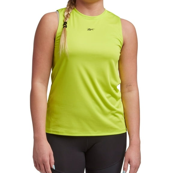 Reebok Womens Solid Tank Top, Yellow, Small