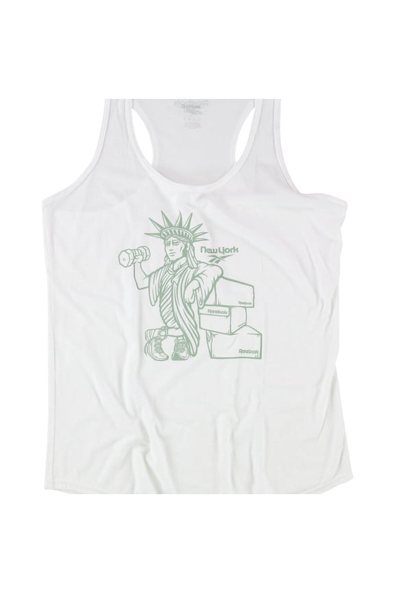 Womens Lady Liberty New York Tank Top, White, X-Small