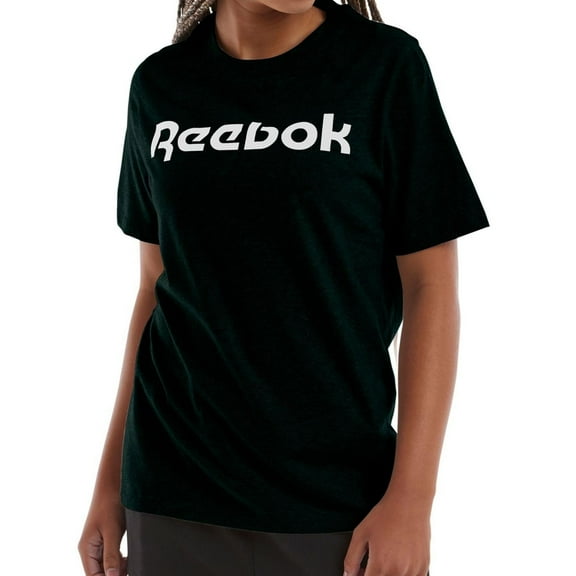 Reebok Womens Logo Graphic T-Shirt, Black, Small