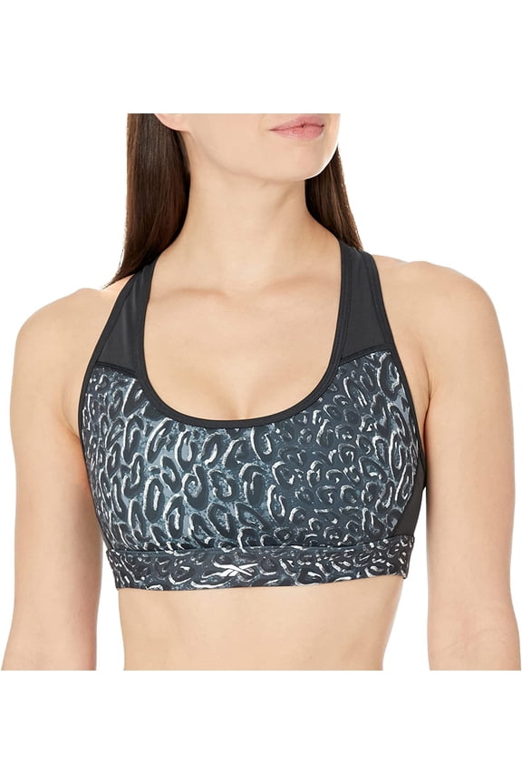 Womens Lux Sports Bra, Medium Support Black/Cheetah Medium