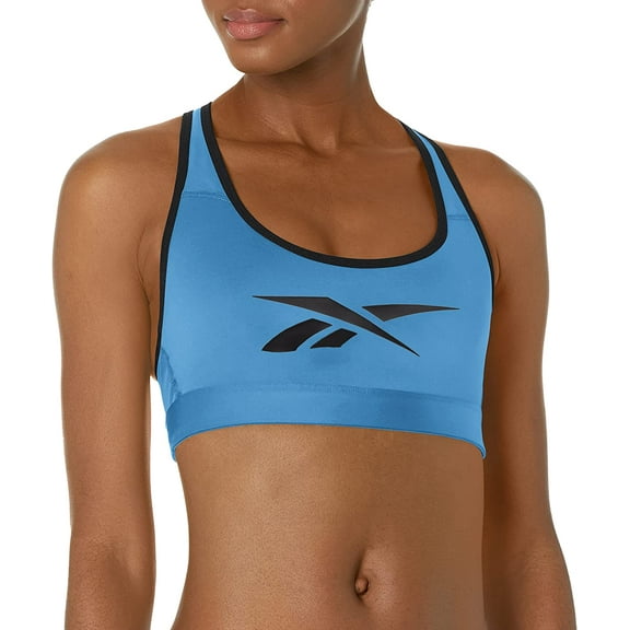 Reebok Womens Lux Vector Medium Impact Sports Bra Essential Blue XS