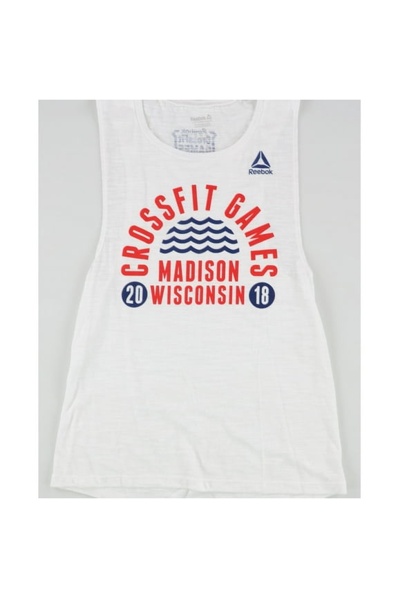 Womens Madison Wisconsin 2018 Muscle Tank Top, White, Small