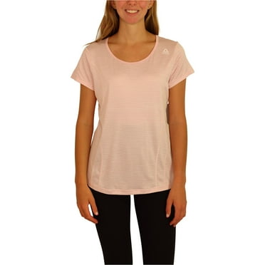Reebok Womens Mini Burnout Basic T-Shirt, Pink, Large