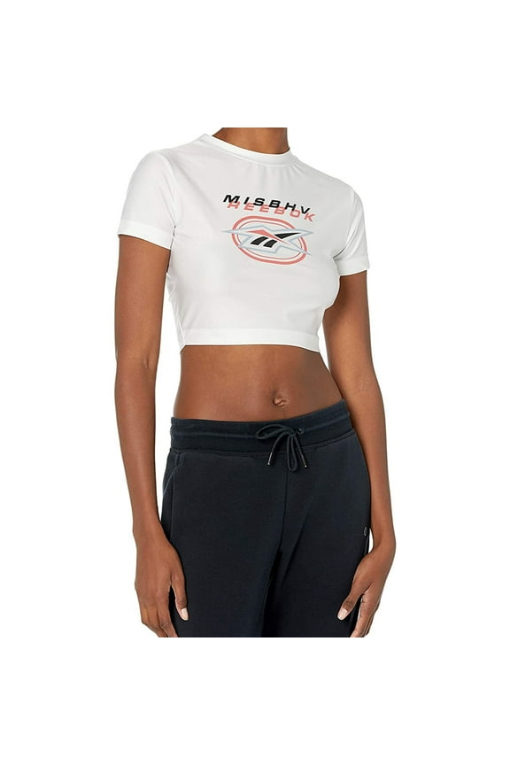Womens Misbhv Cropped Graphic T-Shirt, White, Small