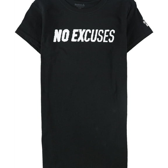 Reebok Womens No Excuses Graphic T-Shirt, Black, X-Small