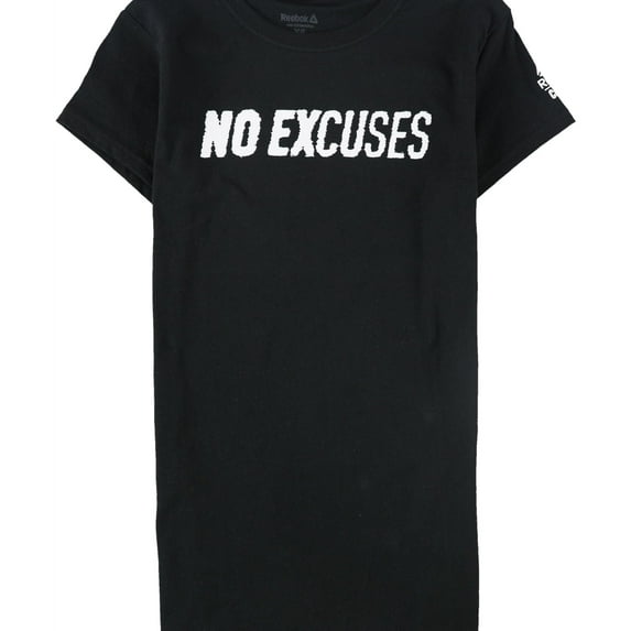 Reebok Womens No Excuses Graphic T-Shirt, Black, X-Small