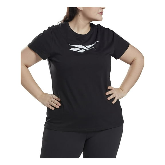 Reebok Womens Plus Crewneck Logo Graphic T-Shirt