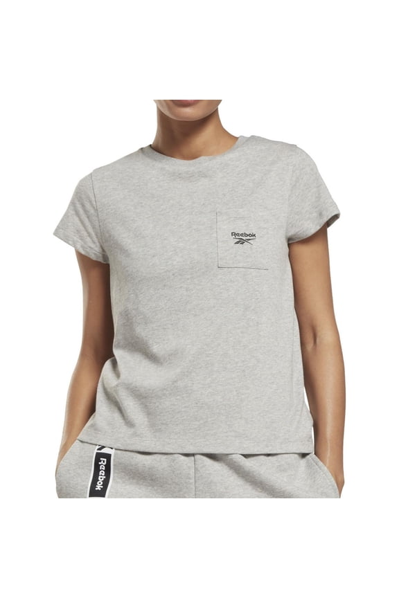 Womens Pocket Basic T-Shirt, Grey, X-Small