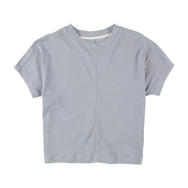 Reebok Womens Ribbed Basic T-Shirt, Blue, Medium