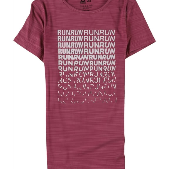 Reebok Womens Run Graphic T-Shirt, Pink, X-Small