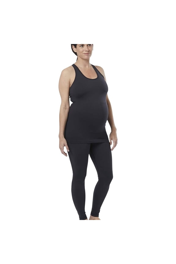 Womens Seamless Racerback Tank Top, Black, Maternity, X-Small