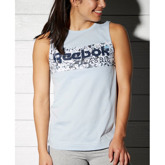 Reebok Womens Seaworn Logo Tank Top,Gab Grey,M
