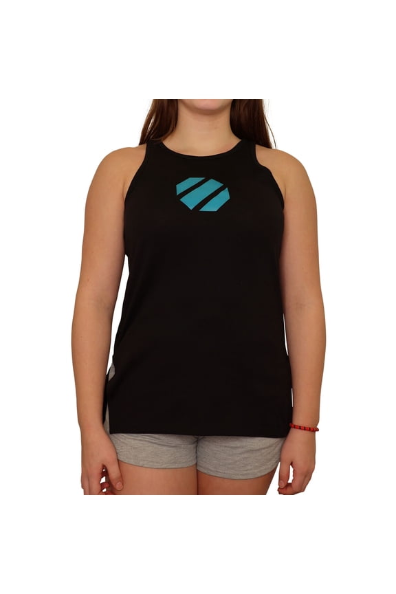 Womens Side Split Tank Top, Black, Small