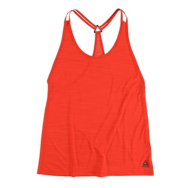 Reebok Womens Solid Halter Neckline Racerback Tank Top, Red, X-Small