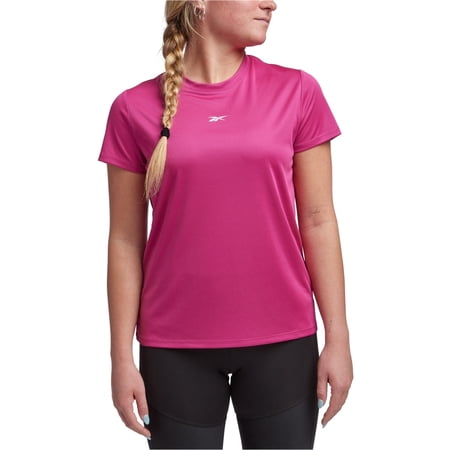 Reebok Womens Solid Embellished T-Shirt, Pink, Small