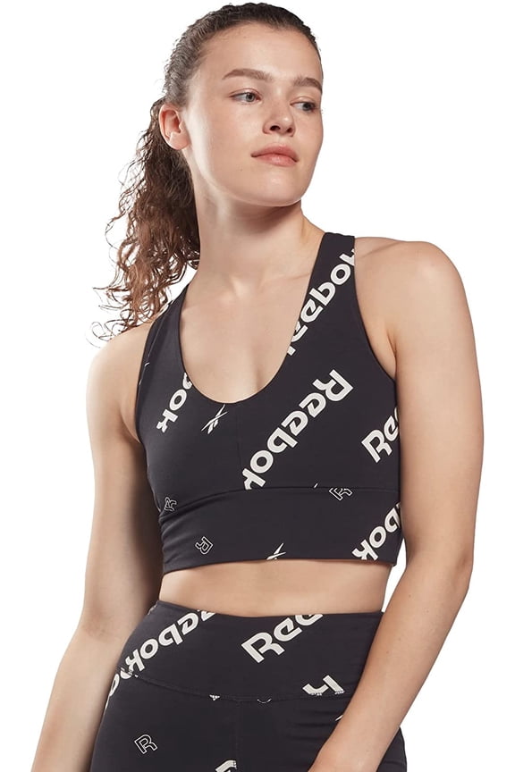 Womens Sports Bra, Light Support Black/Pink/Graphic Logo XX-Small