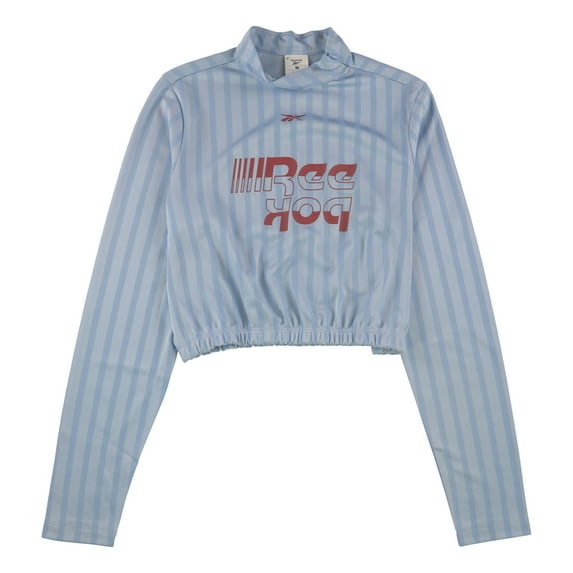 Reebok Womens Stripe Graphic T-Shirt, Blue, Medium