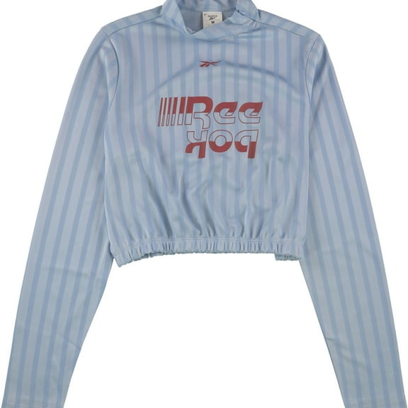 Reebok Womens Stripe Graphic T-Shirt, Blue, X-Small